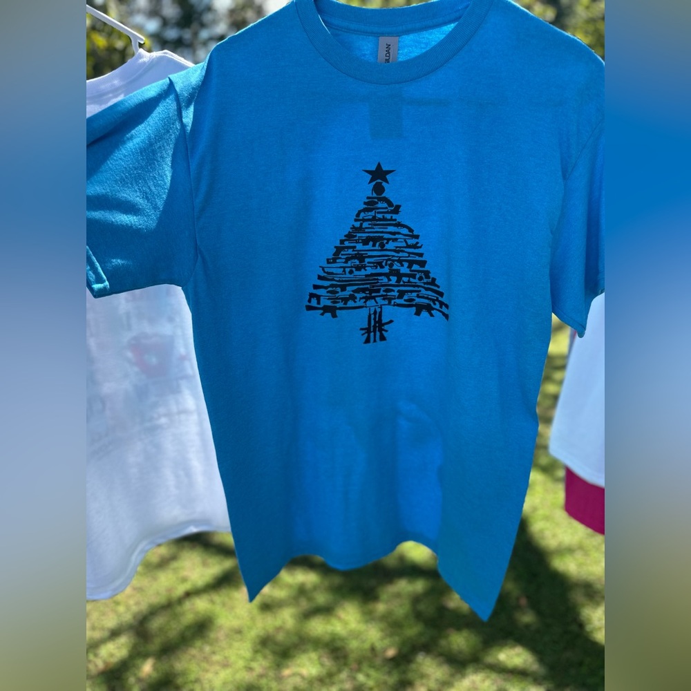 Gildan Unisex Blue Holiday Tree T-Shirt